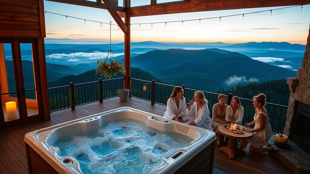 hot tub mountain cabin vibes