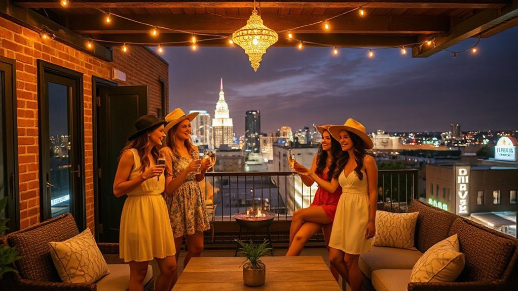 neon honky tonk rooftop party