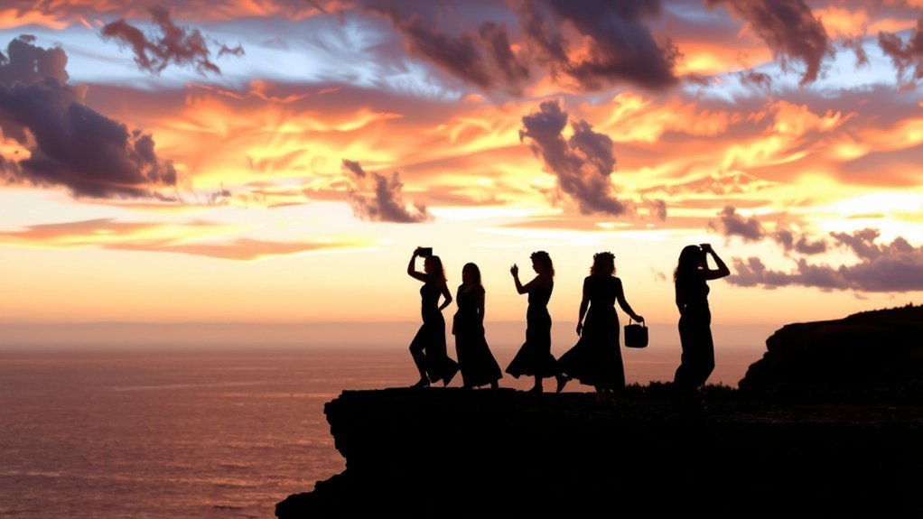 backlit sunset silhouette posing