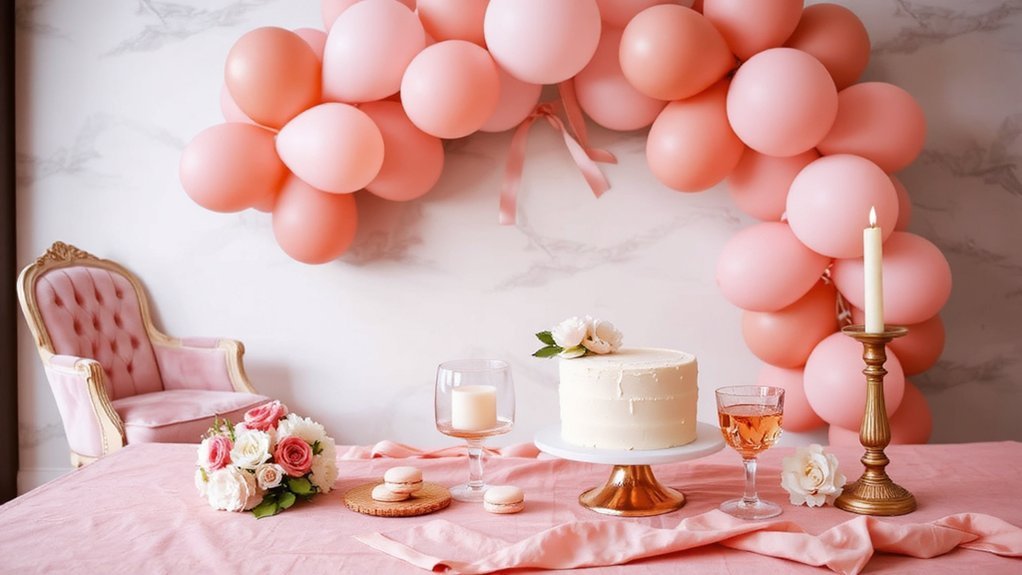 blush pink balloon arch