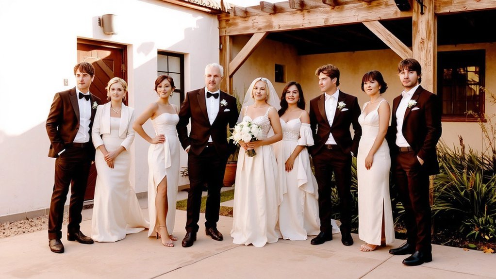 coordinated bridal party silhouettes
