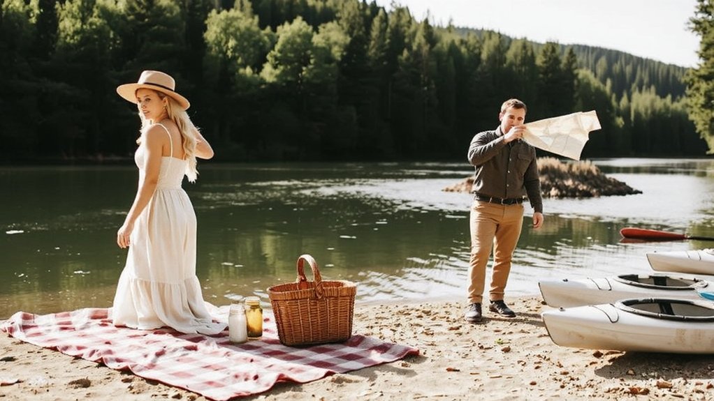 riverside picnic paddling island