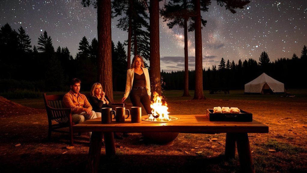 stargazing campout by firepit