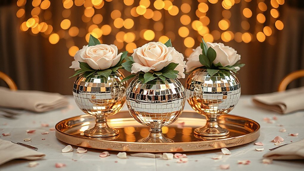 mini disco floral centerpieces