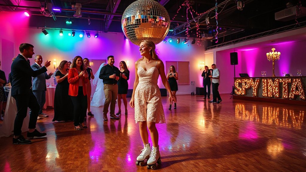 sparkly neon roller disco